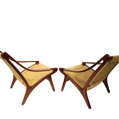 Illum Wikkels Rare ILLUM WIKKELS for N Eilersen pair lounge chairs