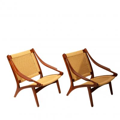 Illum Wikkels Rare ILLUM WIKKELS for N Eilersen pair lounge chairs