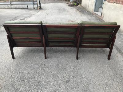 Illum Wikkels S 21 gret leather and hardwood sofa by Illum Wikkelso