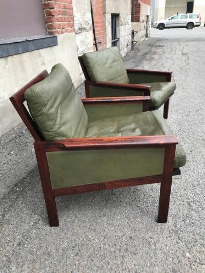 Illum Wikkels S 48 great pair of leather armchairs by Illum Wikkelso
