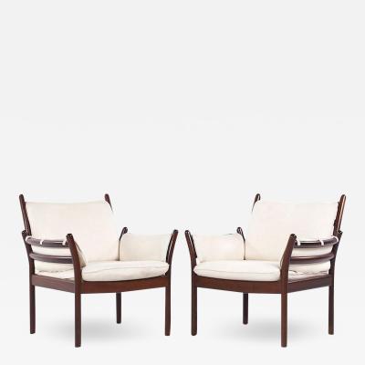 Illum Wikkelso Illum Wikkels for CFC Silkeborg MCM Danish Rosewood Genius Lounge Chairs Pair