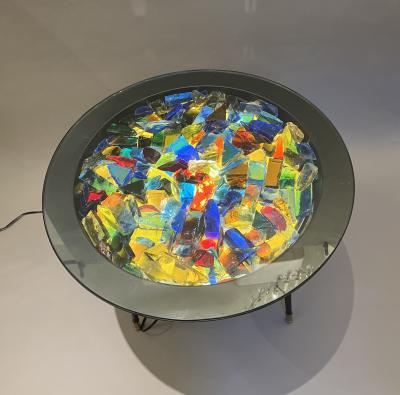 Illuminated pedestal table attributed to Jean Simon Labret circa 1950 1960