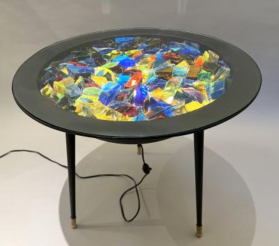 Illuminated pedestal table attributed to Jean Simon Labret circa 1950 1960