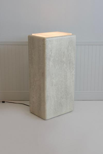 Illuminating Faux Travertine Pedestal