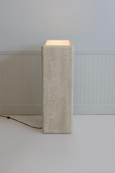 Illuminating Faux Travertine Pedestal