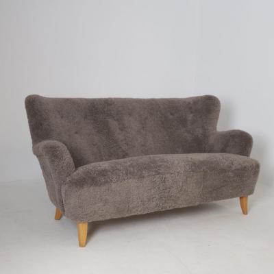 Ilmari Lappalainen Ilmari Lappalainen Laila Sofa Model 238 in Sheepskin Asko 1940s