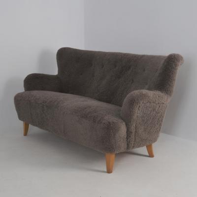 Ilmari Lappalainen Ilmari Lappalainen Laila Sofa Model 238 in Sheepskin Asko 1940s
