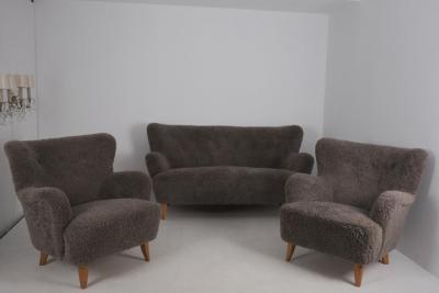 Ilmari Lappalainen Ilmari Lappalainen Laila Sofa Model 238 in Sheepskin Asko 1940s