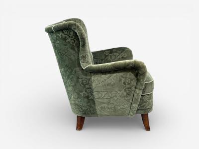 Ilmari Lappalainen Ilmari Lappalainen Lounge Chairs Beech Green Fabric Finland 1950s