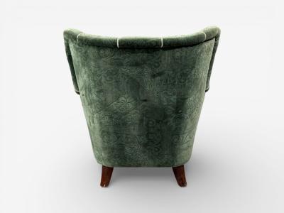 Ilmari Lappalainen Ilmari Lappalainen Lounge Chairs Beech Green Fabric Finland 1950s