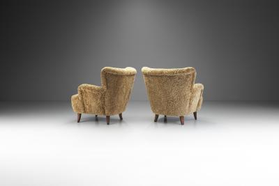 Ilmari Lappalainen Laila Armchairs in Sheepskin by Ilmari Lappalainen for Asko Finland 1950s