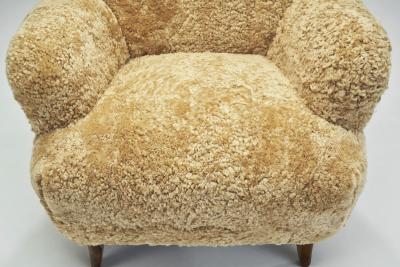 Ilmari Lappalainen Laila Armchairs in Sheepskin by Ilmari Lappalainen for Asko Finland 1950s
