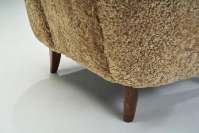Ilmari Lappalainen Laila Armchairs in Sheepskin by Ilmari Lappalainen for Asko Finland 1950s