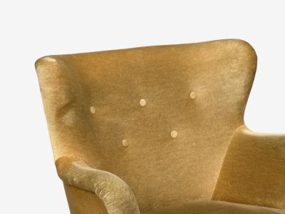 Ilmari Lappalainen Lounge Chairs Beech Velvet Finland 1950s