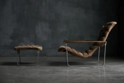 Ilmari Lappalainen Pulkka Lounge Chair with Ottoman by Ilmari Lappalainen for Asko Finland 1960s