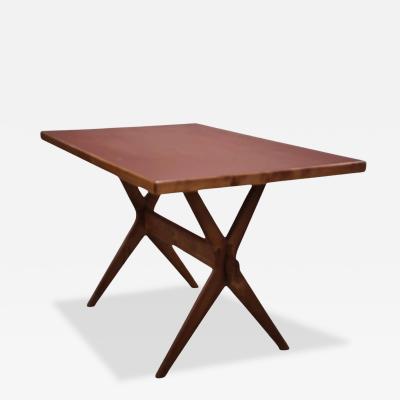 Ilmari Tapiovaara Ilmari Tapiovaara Easily Dismantable X leg Redish Linoleum Table 1940s