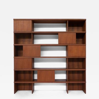 Ilmari Tapiovaara Mid Century Modern Bookcase with Sliding Doors by Ilmari Tapiovaara