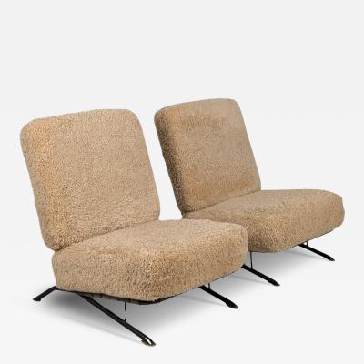 Ilmari Tapiovaara Pair of Commissioned Ilmari Tapiovaara Lounge Chairs Sheepskin Merivaara 1950s
