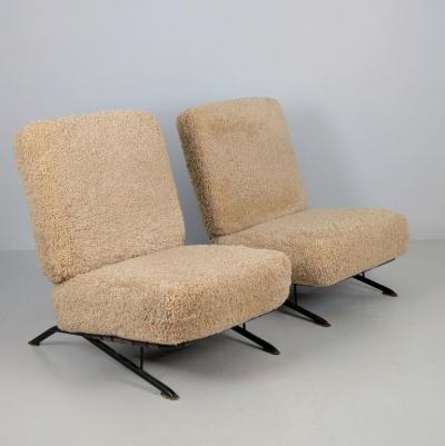 Ilmari Tapiovaara Pair of Commissioned Ilmari Tapiovaara Lounge Chairs Sheepskin Merivaara 1950s