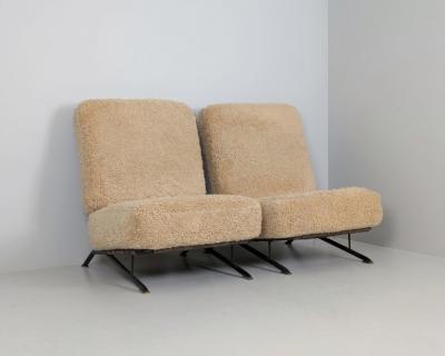 Ilmari Tapiovaara Pair of Commissioned Ilmari Tapiovaara Lounge Chairs Sheepskin Merivaara 1950s