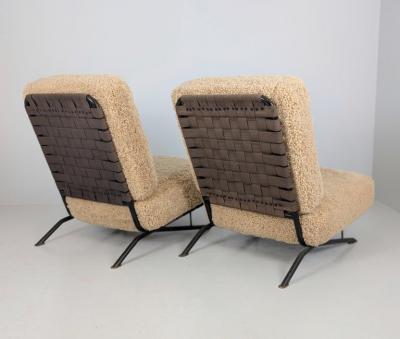 Ilmari Tapiovaara Pair of Commissioned Ilmari Tapiovaara Lounge Chairs Sheepskin Merivaara 1950s