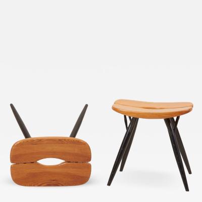 Ilmari Tapiovaara Pair of Ilmari Tapiovaara Pirkka Stools for Laukaan Puu 1950s