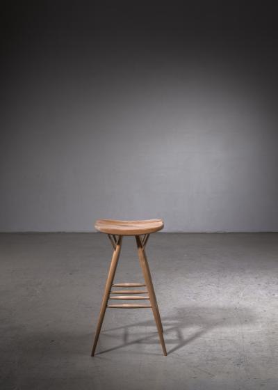 Ilmari Tapiovaara Rare Ilmari Tapiovaara blond bar stool Finland 1950s