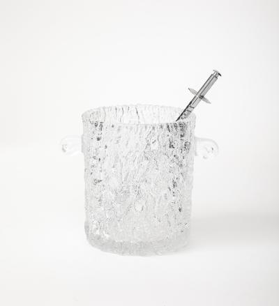 Ilmari Tapiovaara Tapio Wirkkala Crystal Ice Bucket with Tongs Finland 1950s