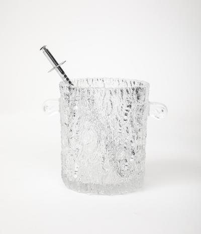 Ilmari Tapiovaara Tapio Wirkkala Crystal Ice Bucket with Tongs Finland 1950s