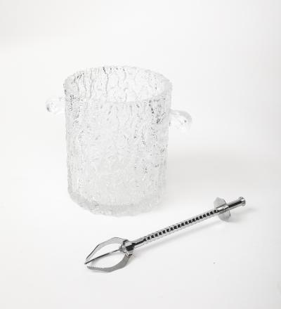 Ilmari Tapiovaara Tapio Wirkkala Crystal Ice Bucket with Tongs Finland 1950s
