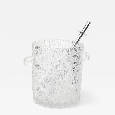 Ilmari Tapiovaara Tapio Wirkkala Crystal Ice Bucket with Tongs Finland 1950s