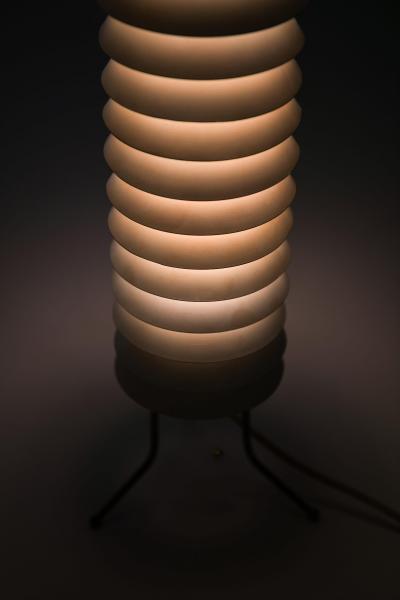 Ilmari Tapiovaara White Metal and Brass Table Lamp by Ilmari Tapiovaara 1955