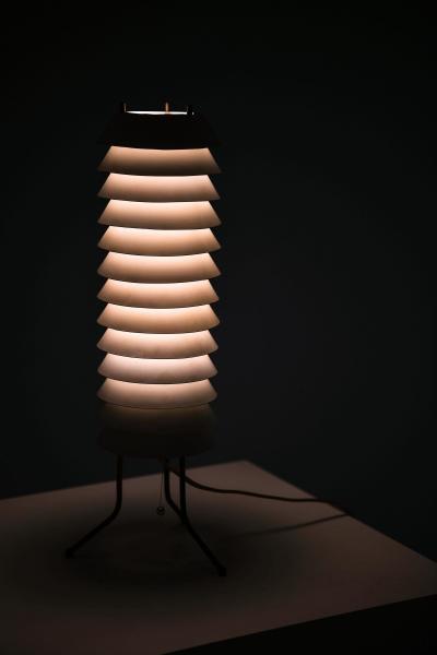 Ilmari Tapiovaara White Metal and Brass Table Lamp by Ilmari Tapiovaara 1955