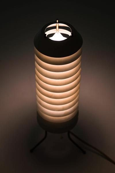 Ilmari Tapiovaara White Metal and Brass Table Lamp by Ilmari Tapiovaara 1955