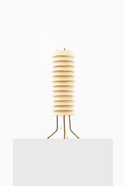 Ilmari Tapiovaara White Metal and Brass Table Lamp by Ilmari Tapiovaara 1955