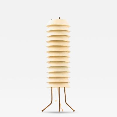 Ilmari Tapiovaara White Metal and Brass Table Lamp by Ilmari Tapiovaara 1955