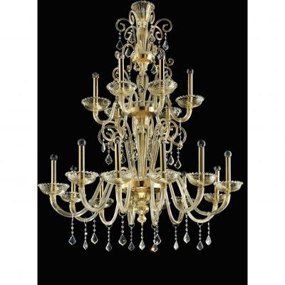 Imperial Gold Curls Murano Glass Venetian Chandelier