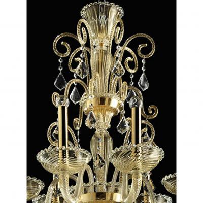 Imperial Gold Curls Murano Glass Venetian Chandelier