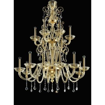 Imperial Gold Curls Murano Glass Venetian Chandelier
