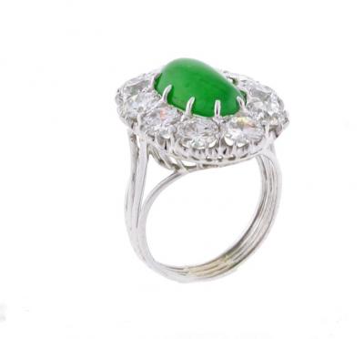 Imperial Jadeite Jade and Diamond Ring
