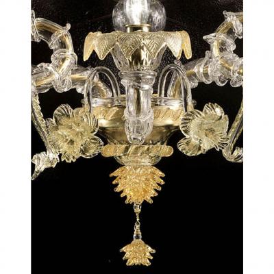 Imperial Luxury Ca Rezzonico With Gold Flowers and Leaves Murano Glass