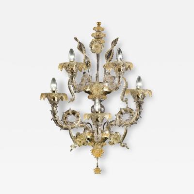 Imperial Luxury Ca Rezzonico With Gold Flowers and Leaves Murano Glass