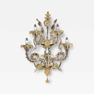 Imperial Luxury Ca Rezzonico With Gold Flowers and Leaves Murano Glass
