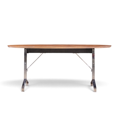 Imperial Mid Century Oval Walnut and Chrome Desk