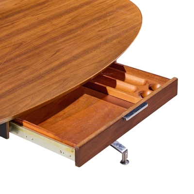 Imperial Mid Century Oval Walnut and Chrome Desk