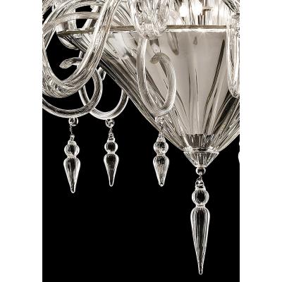 Imperial Trasparent and Gold Rigadin Murano Glass Chandelier