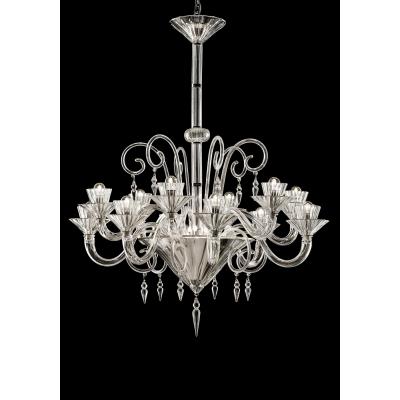 Imperial Trasparent and Gold Rigadin Murano Glass Chandelier