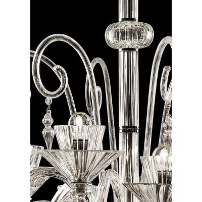 Imperial Trasparent and Gold Rigadin Murano Glass Chandelier