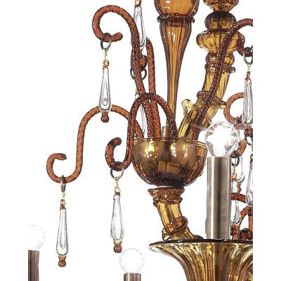 Imperial Venetian Brown Ca Rezzonico With Curls Murano Glass Chandelier