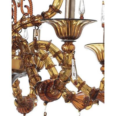 Imperial Venetian Brown Ca Rezzonico With Curls Murano Glass Chandelier